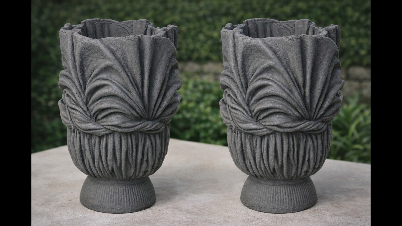 Simple Cement Pot at home Using Cloth/Diy/Cement Craft Ideas