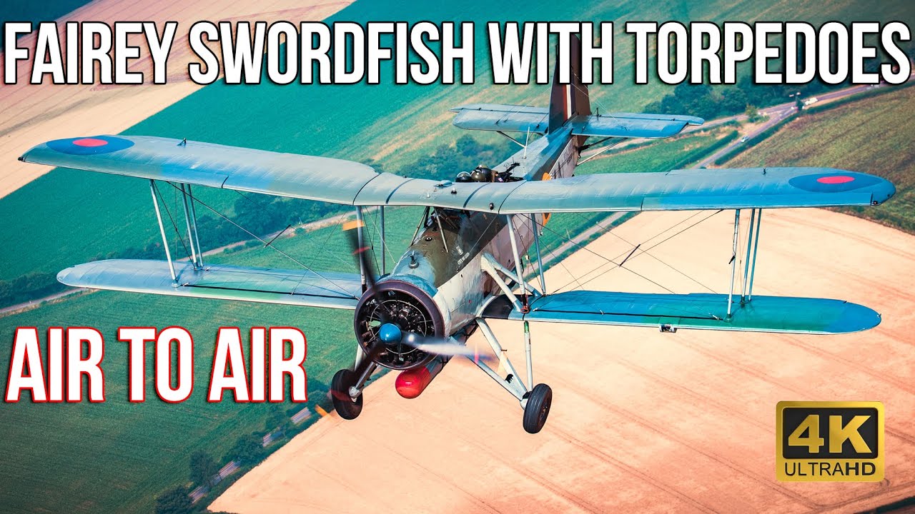 Air to Air of Fairey Swordfish with torpedoes