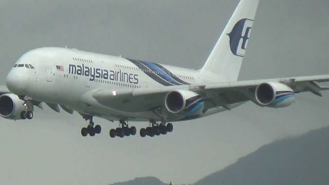 Malaysia Airline A380 Landing Hong Kong
