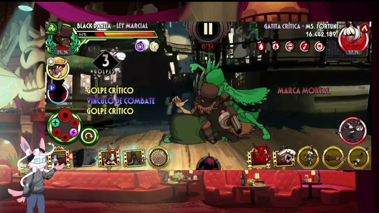 skullgirls  mobile cuadro helado peacko y hermana salada parasoul game play chill xd
