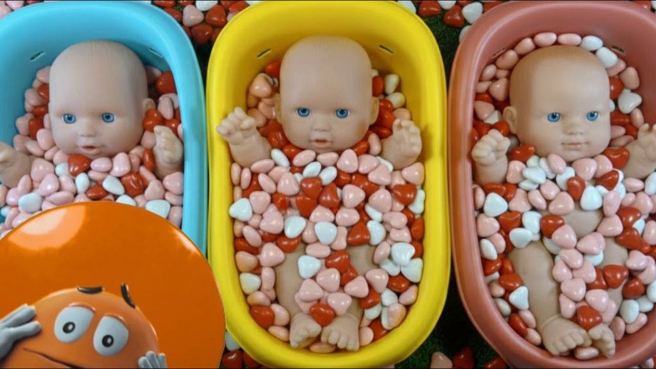 3 Minutes Satisfying Full of 3 Rainbow Bathtubs Candy with M&M's & Magic Slime Cutting Video