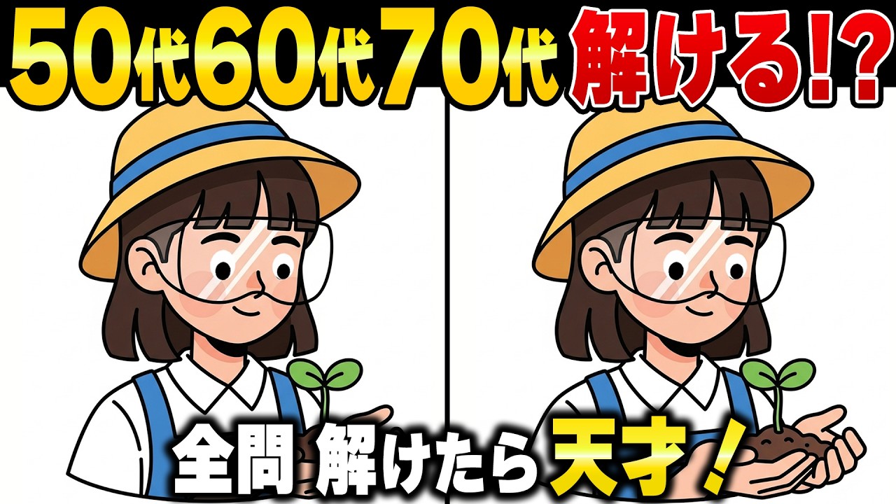 【全問正解なら脳年齢30歳】60代70代の脳が若返る！アハ体験で楽しむ脳トレ間違い探し【アハ体験】