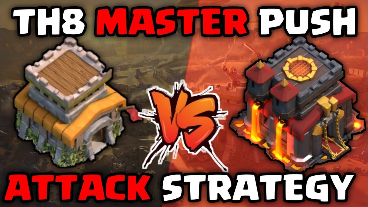 TH8 VS TH10 Attack Replies || TH8 Master Push Strategy || TH8 Master League Attacks