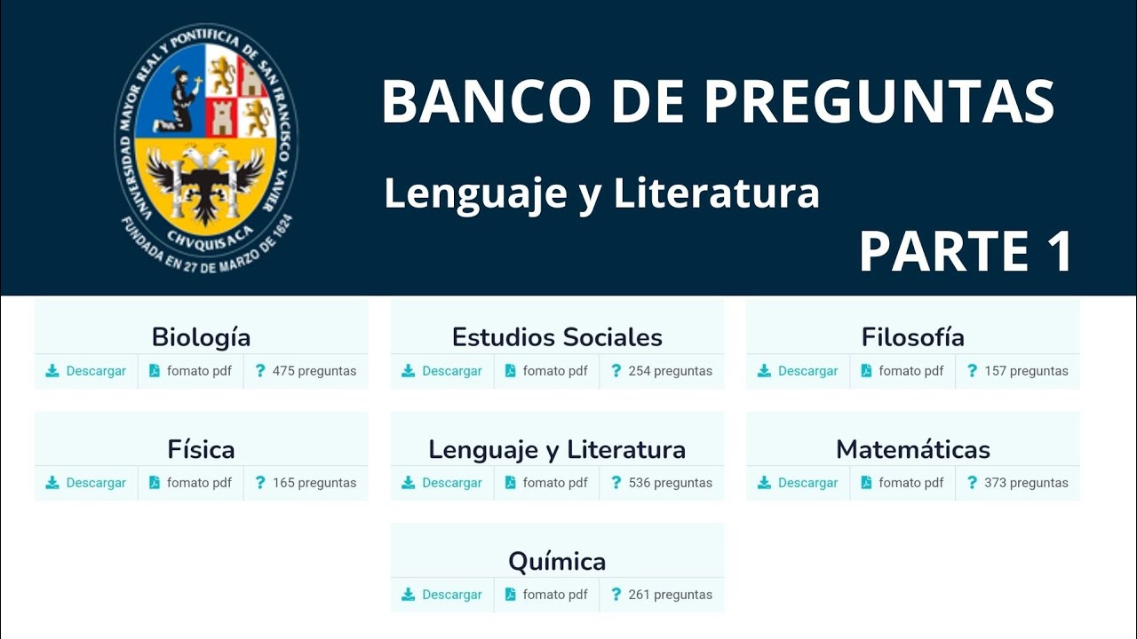 Resolviendo BANCO DE PREGUNTAS DE Lenguaje y literatura de USFX (parte 1)