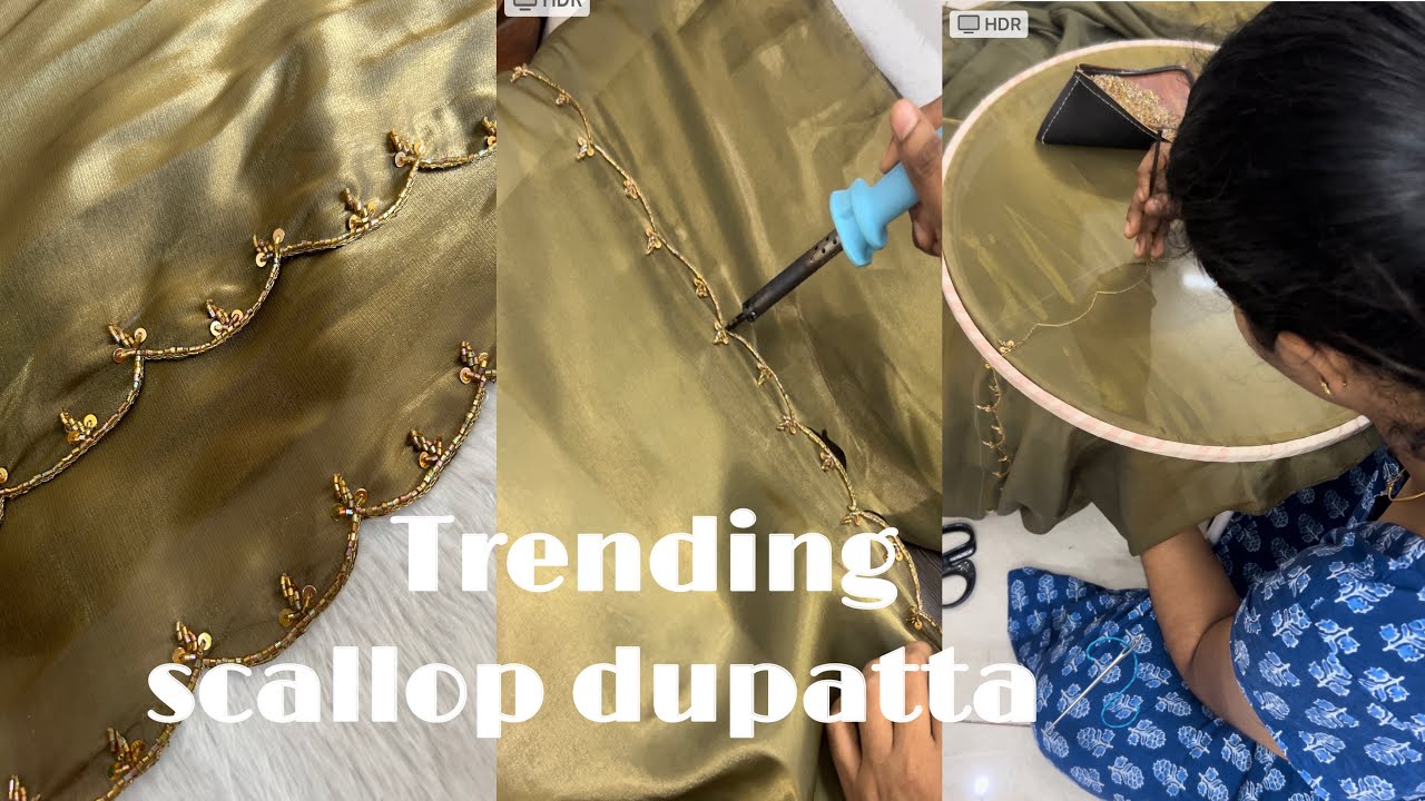 🪡scallop dupatta ചെയ്യാൻ ഇത്ര simple aano😍😱|easy scallop dupatta tips and tricks|