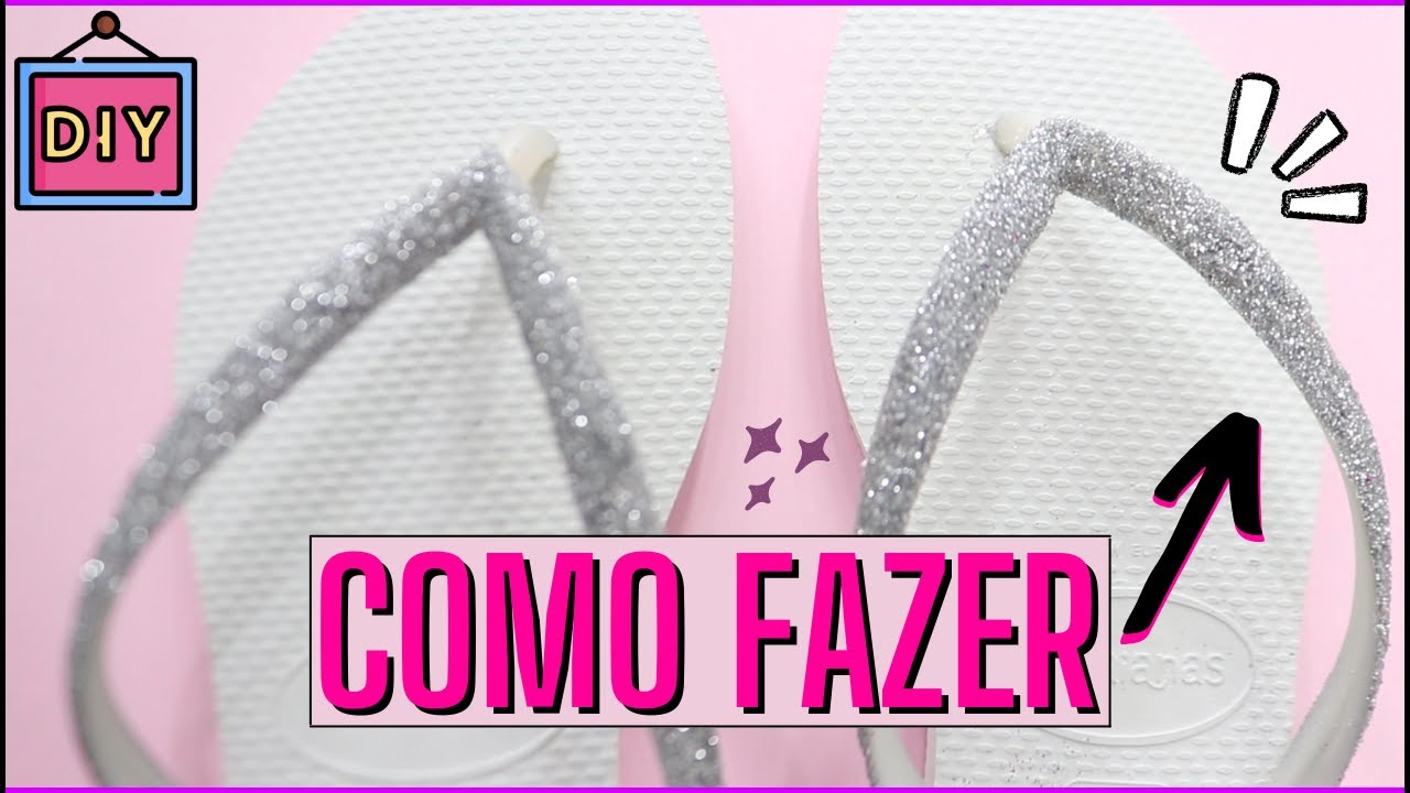 HAVAIANAS COM GLITTER ✨ Como Fazer #DIY [Glitters Prata e Roxo] l @Sarah Gontijo #16