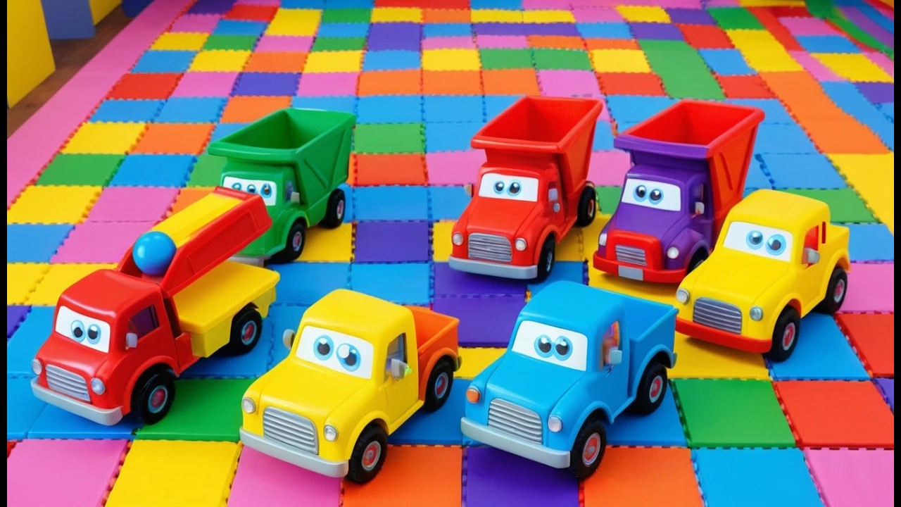 Seven Little Toy Trucks Roll Roll Roll | Construction & Vehicle Song for Kids