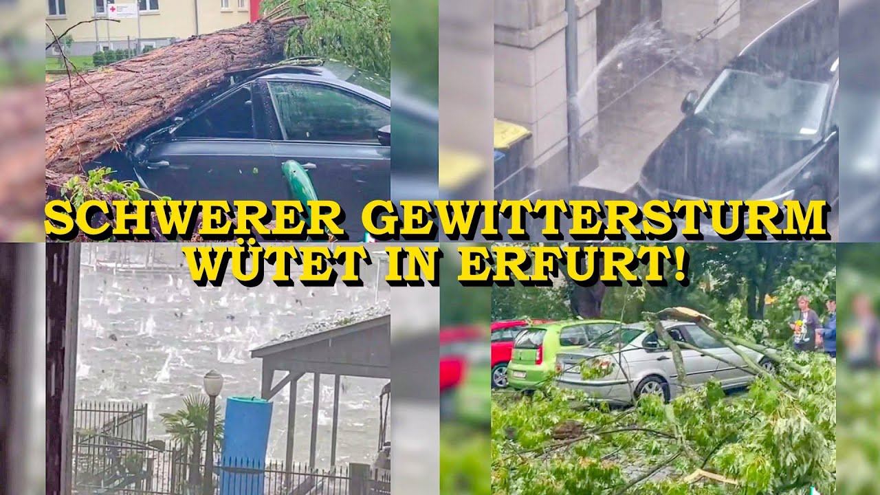 +++ HEFTIGER GEWITTERSTURM W&Uuml;TET IN ERFURT +++ B&Auml;UME ENTWURZELT | STRASSEN &Uuml;BERFLUTET | HAGELSTURM