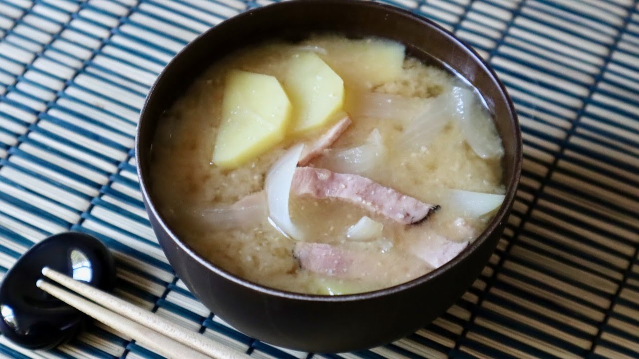 Miso Soup with Potato, Onion, Ham