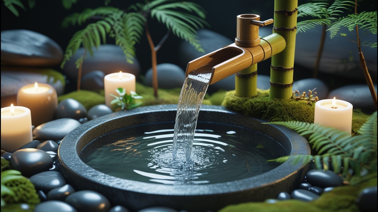 Bamboo Water Fountain 24/7 🌳自然の音とともに音楽をリラックス バンブーウォーターファウンテン #12