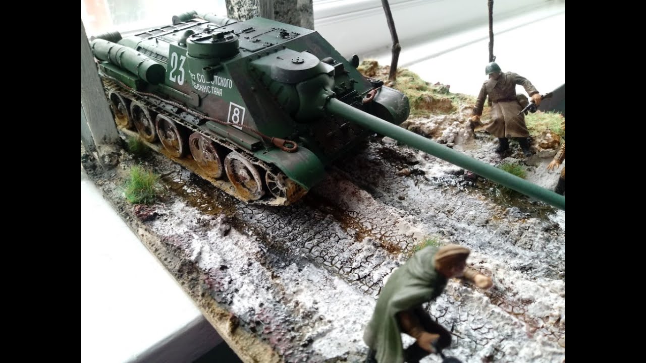 Zvezda SU 100 Tank Destroyer, 1/35, in a diorama