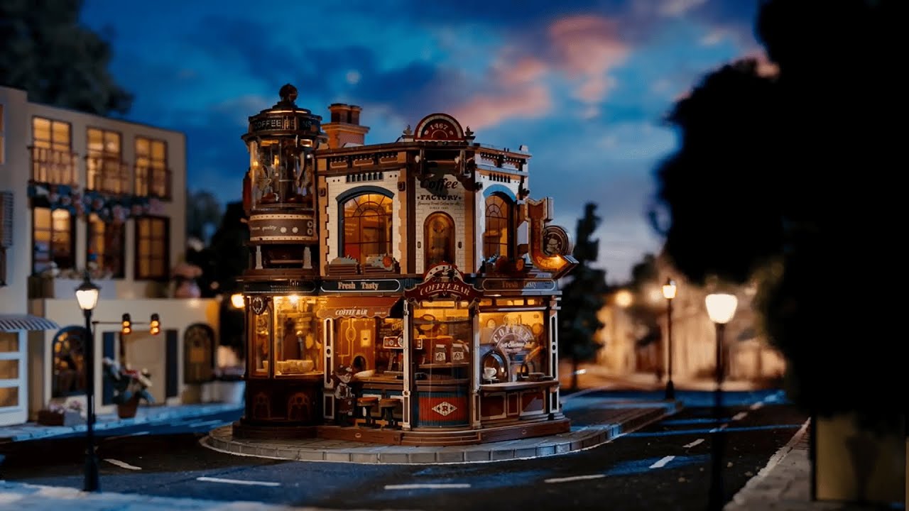 ROKR Dream Coffee Factory Music Box Wooden 3D Puzzle EAB02