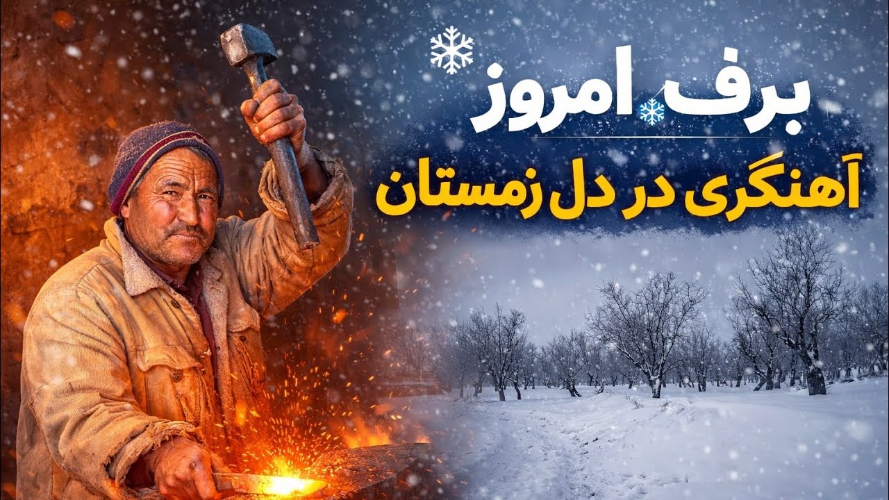 برف باری امروز در جاغوری و اهنگری در زمستان 