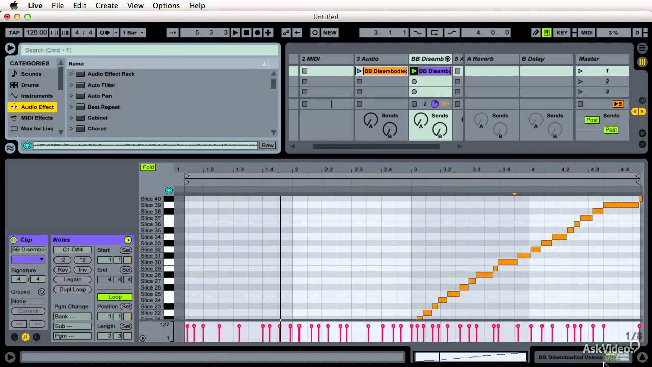 Live 9 103: MIDI Recording and Effects - 15. Slice Audio to MIDI