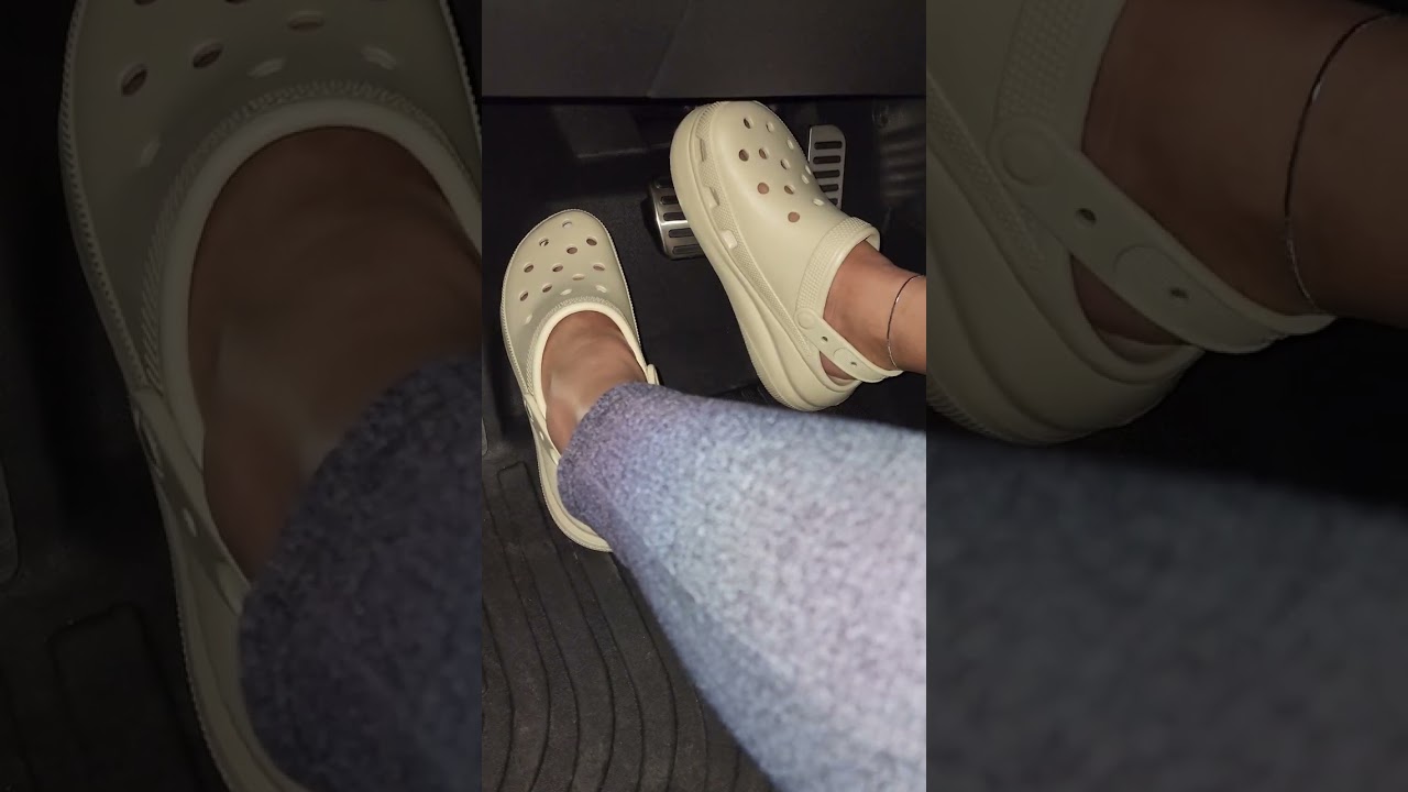 Driving in crocs wedge clogs