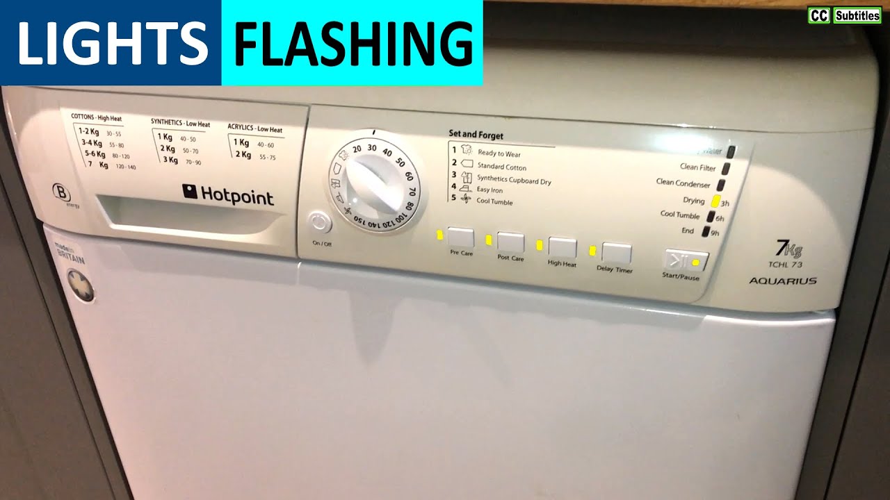 Все индикаторы сушильной машины Hotpoint Aquarius мигают — Техническое обслуживание сушильной маш...