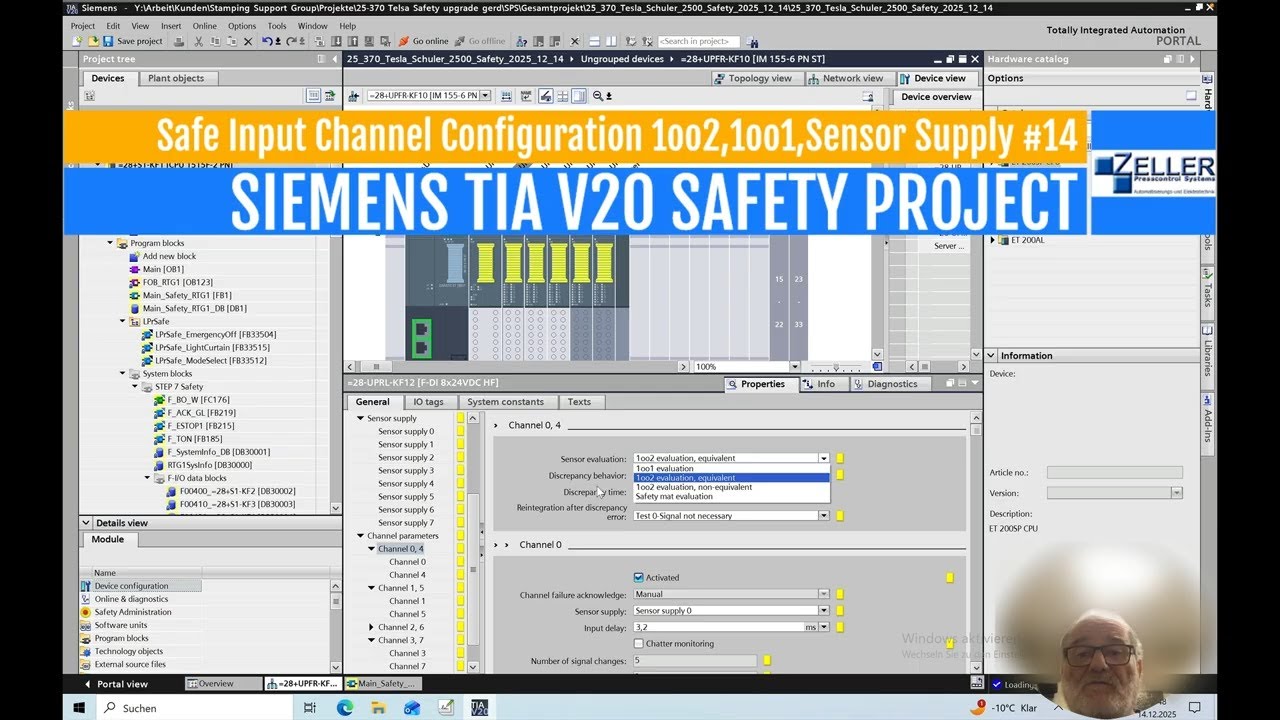 Siemens TIA Portal Safe Input Evaluation 1oo2 1oo1 Sensor Supply #14