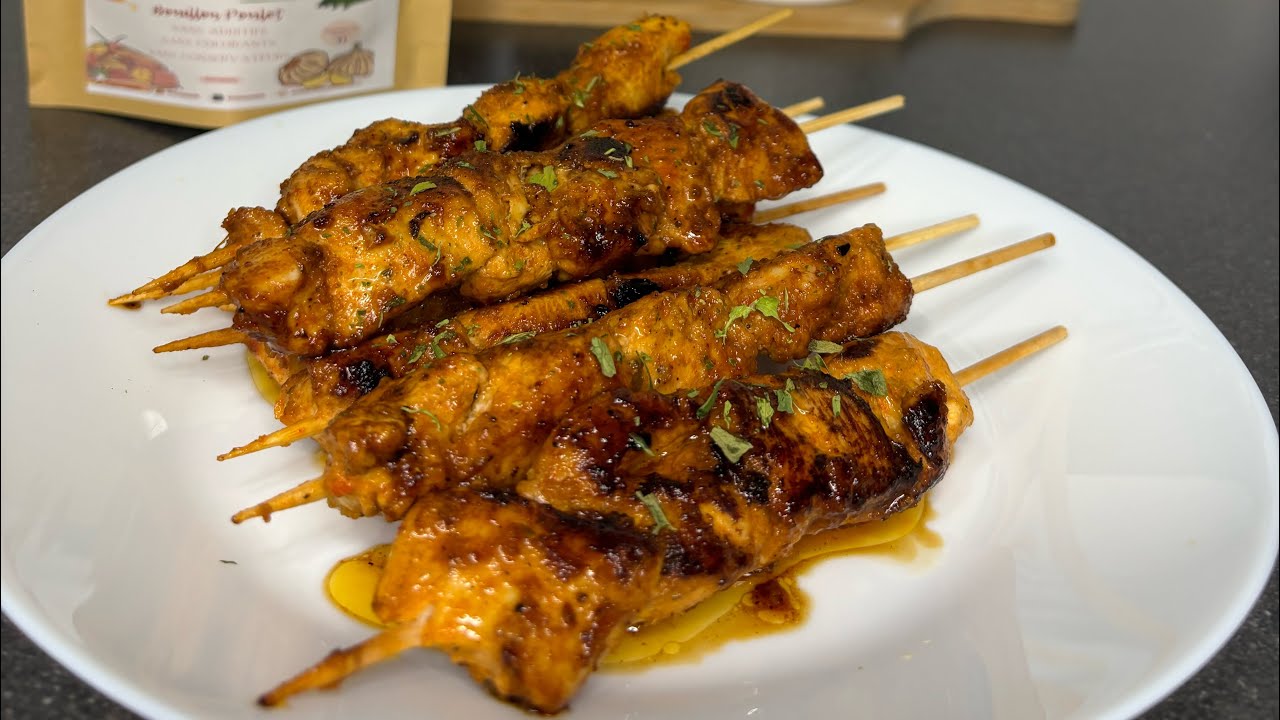 Brochettes de poulet &agrave; la po&ecirc;le