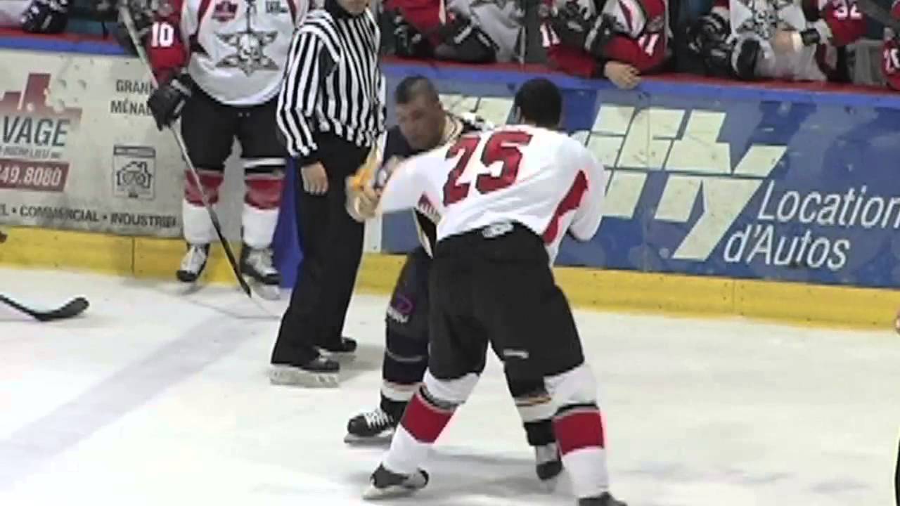 Steve Bosse vs Jaques Dube Summum Chiefs Vs Quebec Vintage LNAH hockey Fight Jan 1 2009