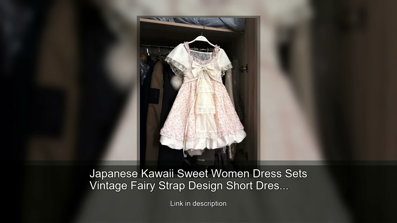 Japanese Kawaii Sweet Women Dress Sets Vintage Fairy Strap Design Short Dresses Harajuku Fashio