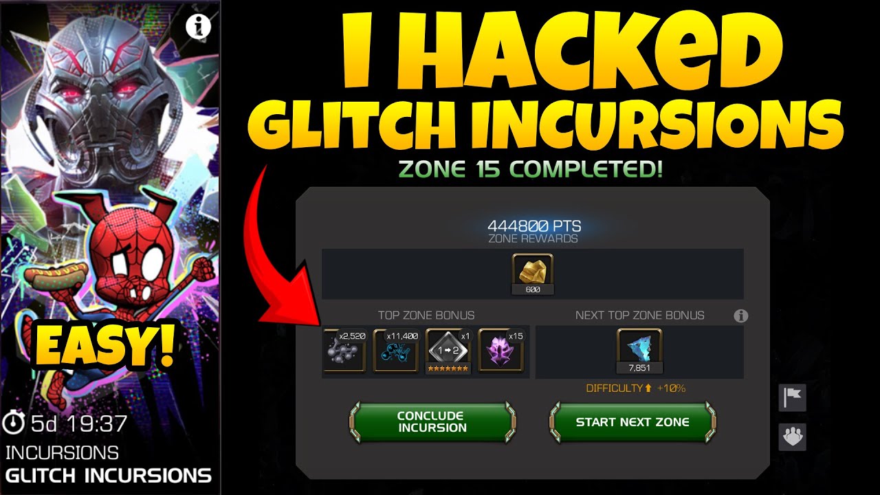 I HACK GLITCH INCURSIONS 😱| BEST HACKS & TEAM | MCOC