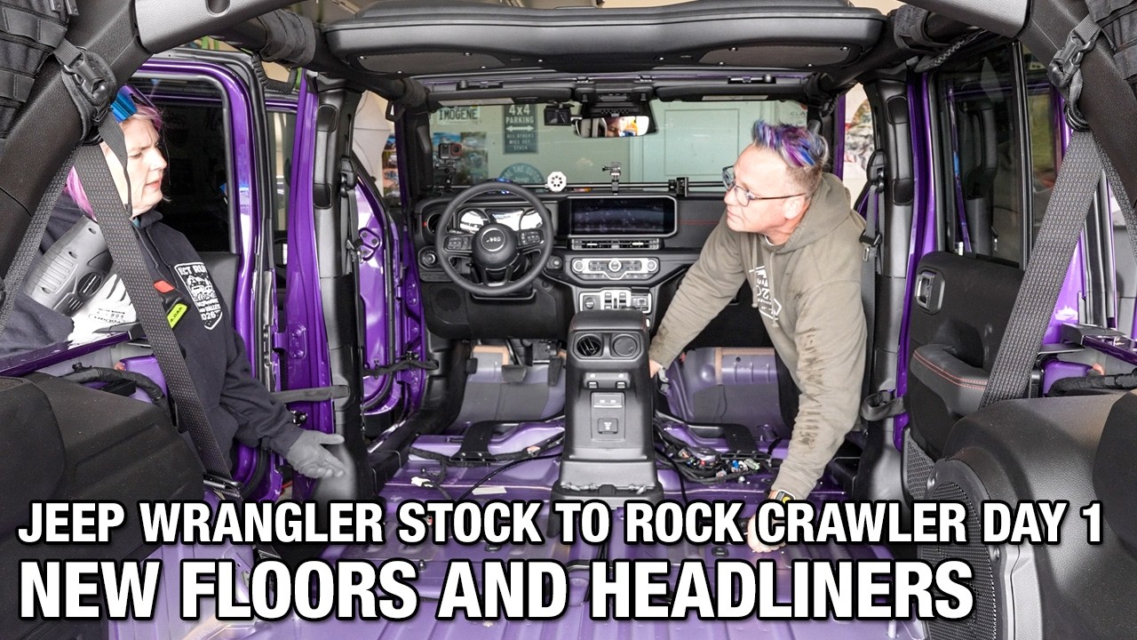 Jeep Wrangler Build Stock to Rock Crawler Day 1 - New Floors & Headliners