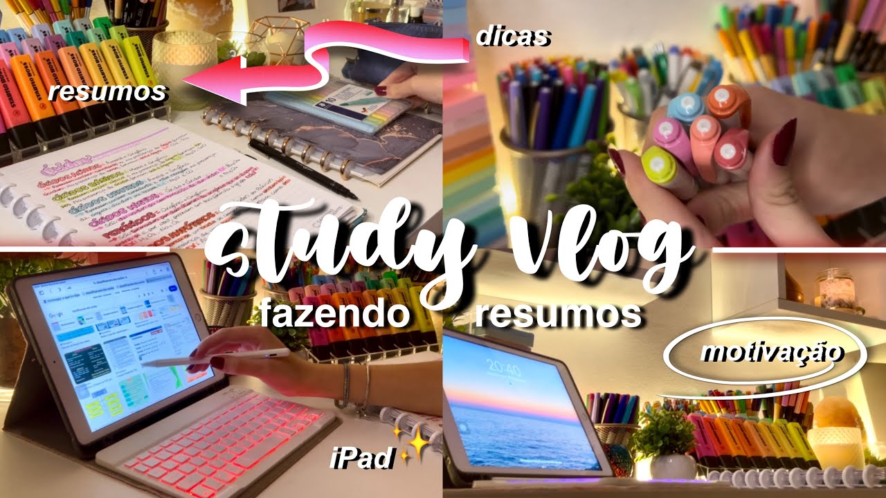 STUDY VLOG Produtivo | Estude comigo - Fazendo Resumos (narrado)