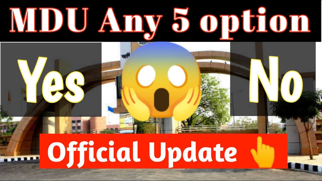 MDU any 5 option 2022 | MDU exam pattern 2022 | MDU exam 2022 | MDU question pattern 2022 | MDU news