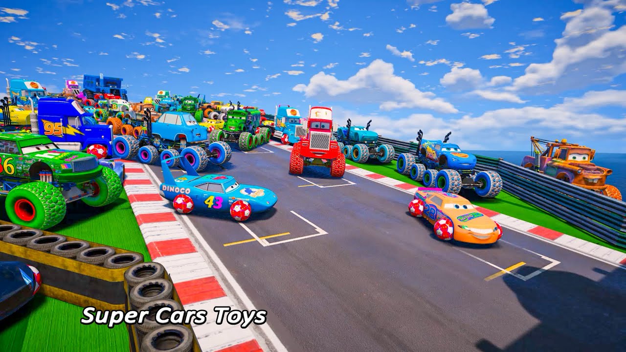 Cars 3 McQueen Mack Crazy 8x8 Monster Trucks The King Miss Fritter Fabulous Aiken and Friends Racing