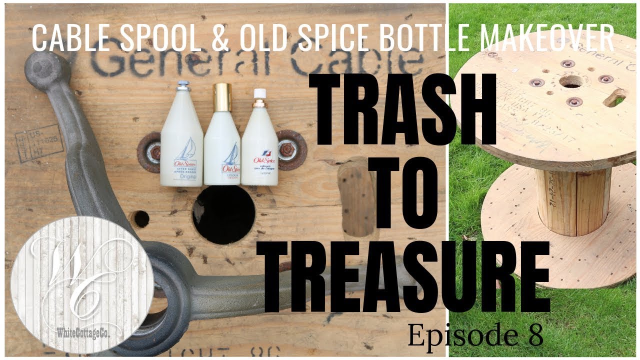Trash to treasure Cable Spool Makeover ~ Episode 8 ~ Wooden Spool Makeover ~ Glass bottle Painting