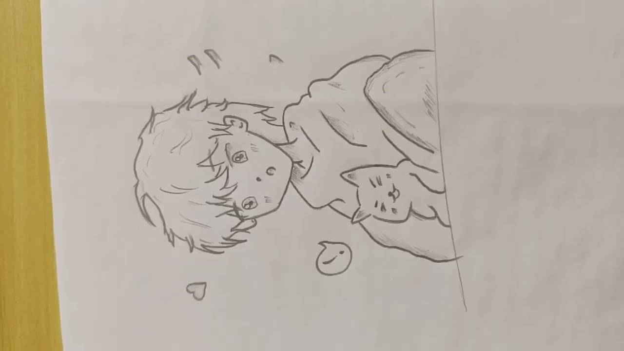 Late night sketching of an anime boy