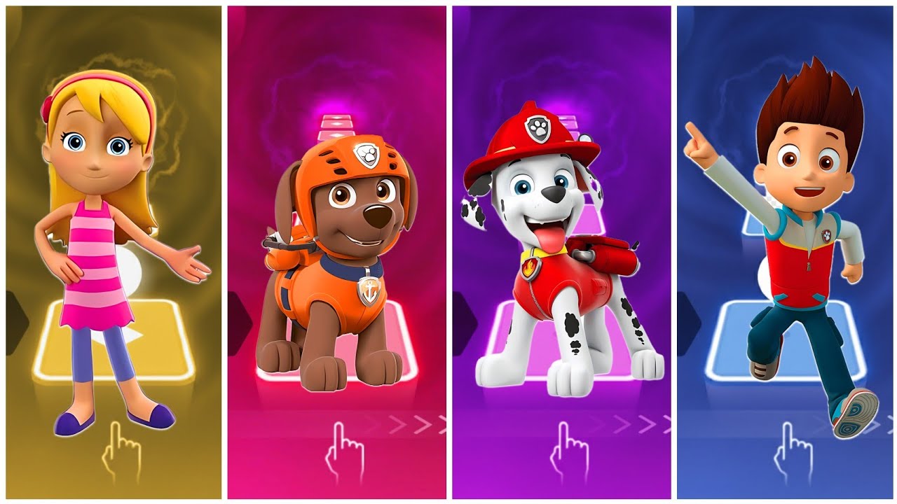 Katie 🆚️ Zuma 🆚️ Marshall 🆚️ Ryder 🆚️ Paw Patrol - Tiles Hop Edm Rush