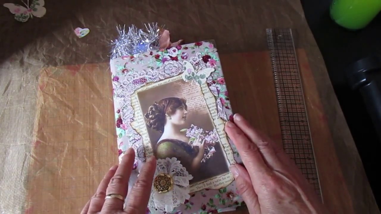 Shabby chic and tattered junk journal. Hard back vintage journal
