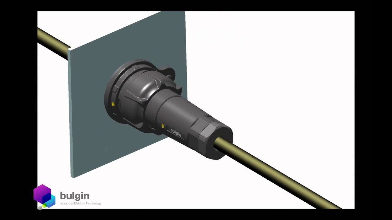 Bulgin 7000 series waterproof connectors CAD animation