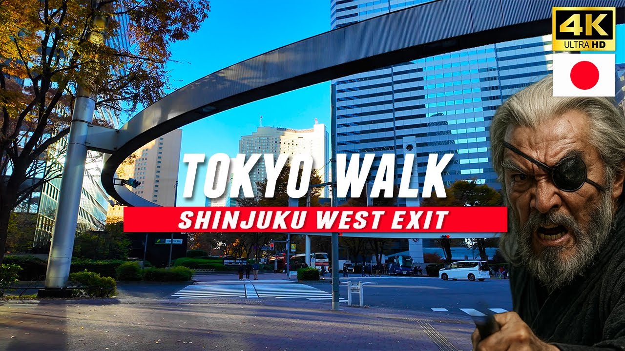 Japan travel / Shinjuku West Exit Walk to Kumano Shrine via Autumn Central Park , Tokyo / 4K UHD