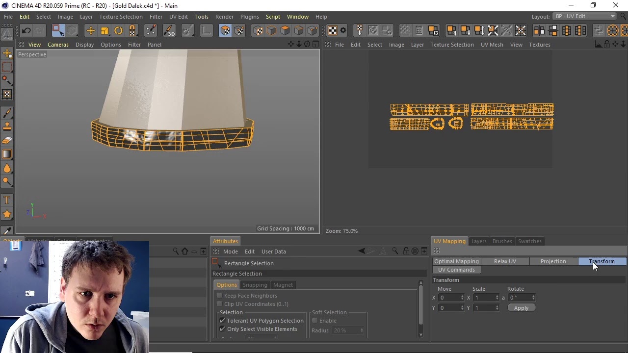 Modelling a Gold 'Day of the Daleks' Dalek in Cinema 4D in real time