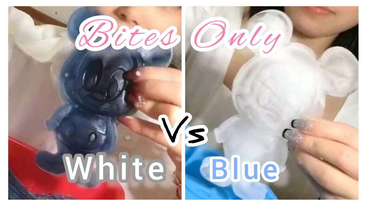 ASMR: White Ice eating Vs Blue ice | Bites Only| Hard ice | V-Good Crunchy