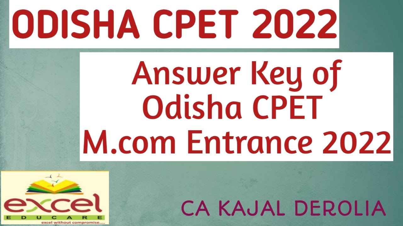 Odisha CPET M.Com Entrance Answer Key 2022 | M.Com Entrance Exam 2022 | Answer Key |