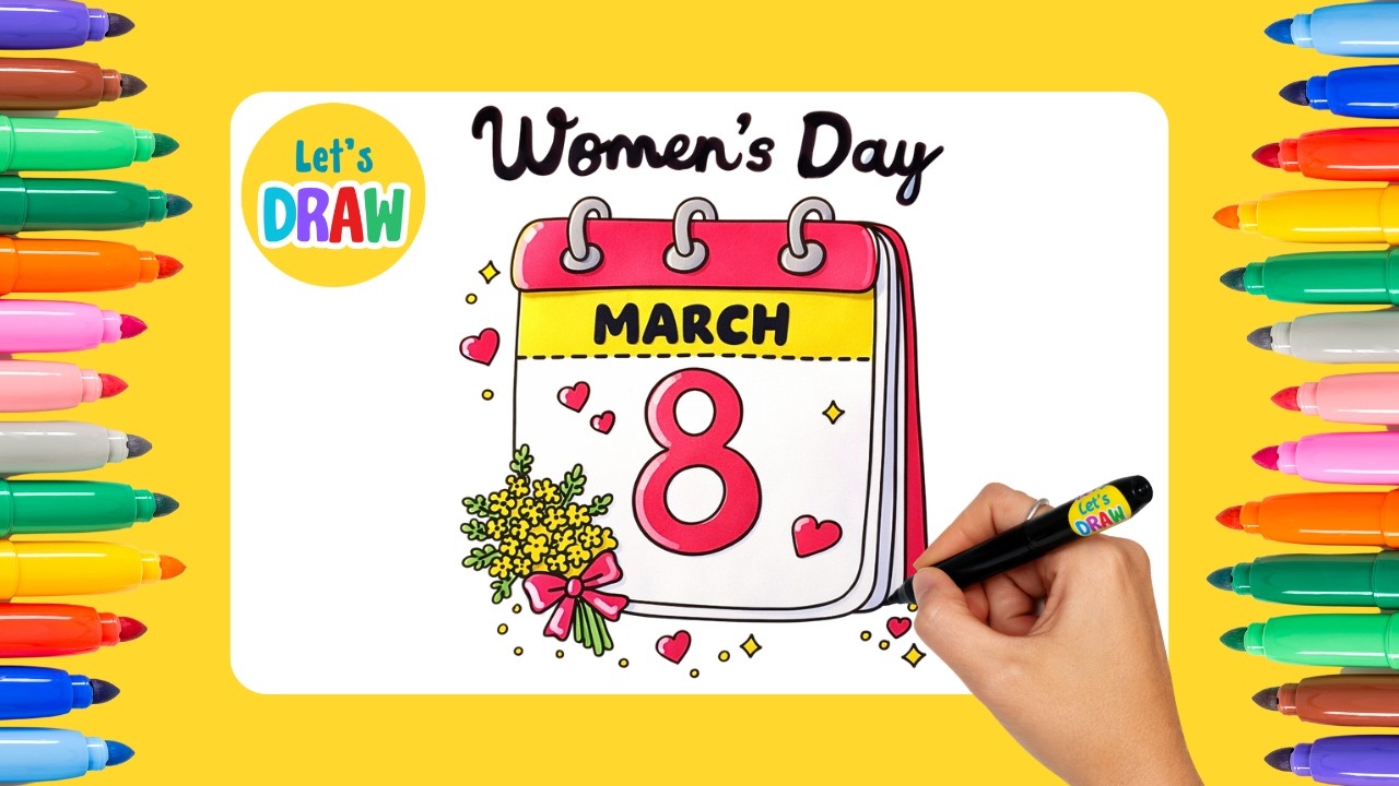 How to Draw a Cute International Women’s Day Illustration | Easy Cute Drawing Tutorial ✏️🎨