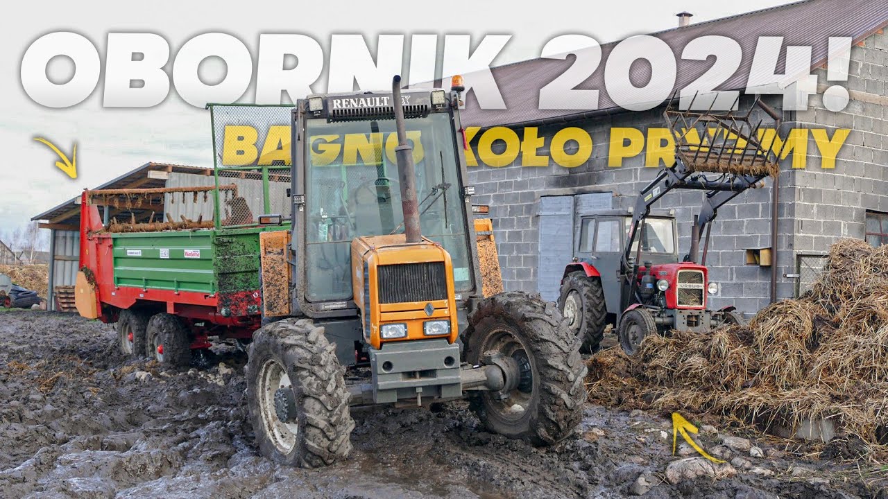 🔥BAGNO KOŁO PRYZMY?!😱🔥ROZRZUCANIE OBORNIKA 2024🚜🧡RENAULT 90-34 TX/WAFARMA N-218/2 & URSUS C-330🔥