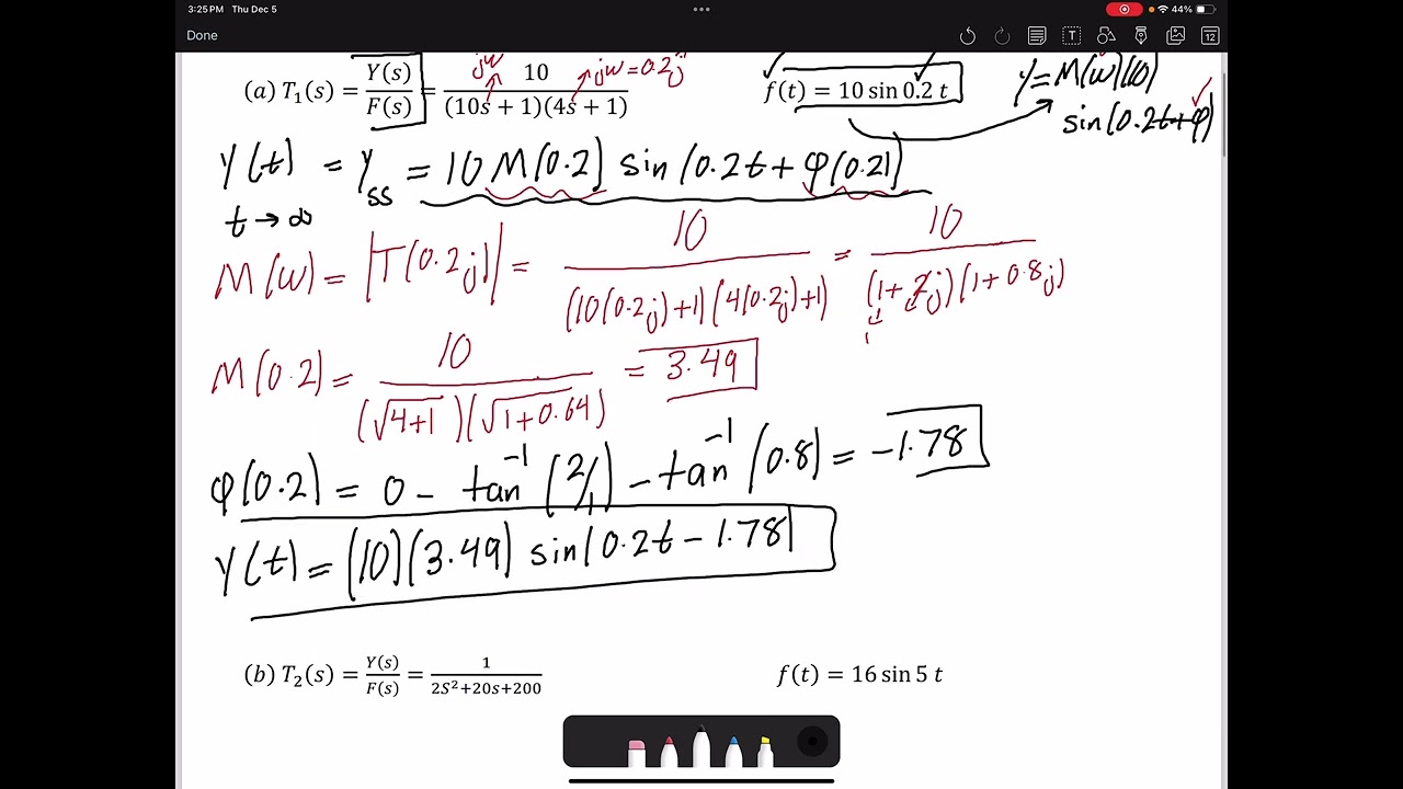 Example 1: Finding Steady State Response using frequency approach: Analysis of a Sinusoidal Input