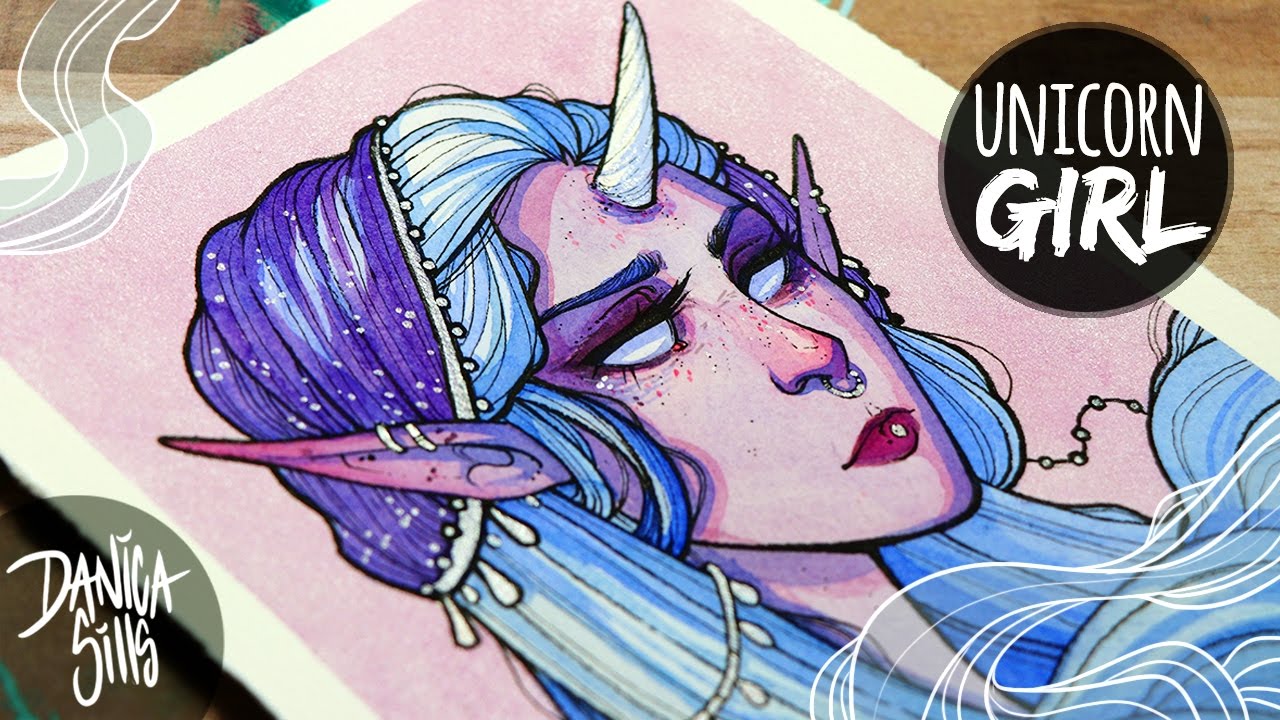Unicorn Girl ♦ Metallic Watercolor Painting ♦ Art Chat