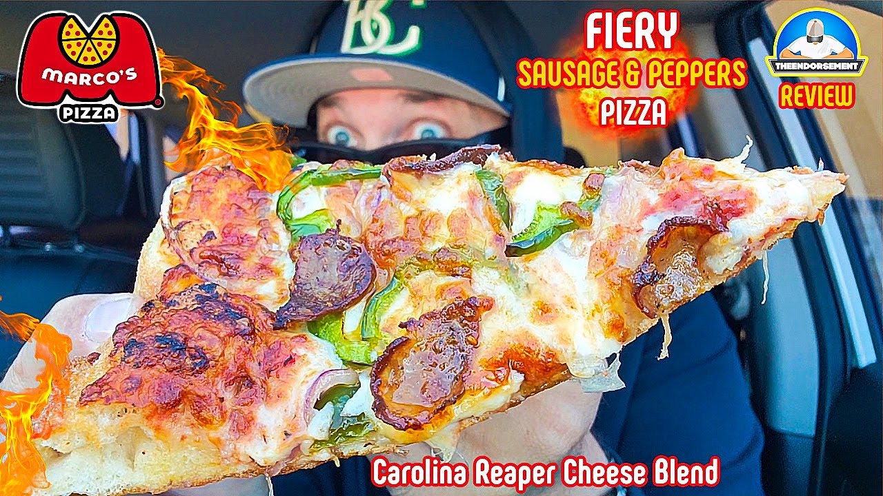 Marco's Pizza® Fiery Sausage & Peppers Pizza Review! 🔥🍕 | Carolina Reaper Cheese! | theendorsement