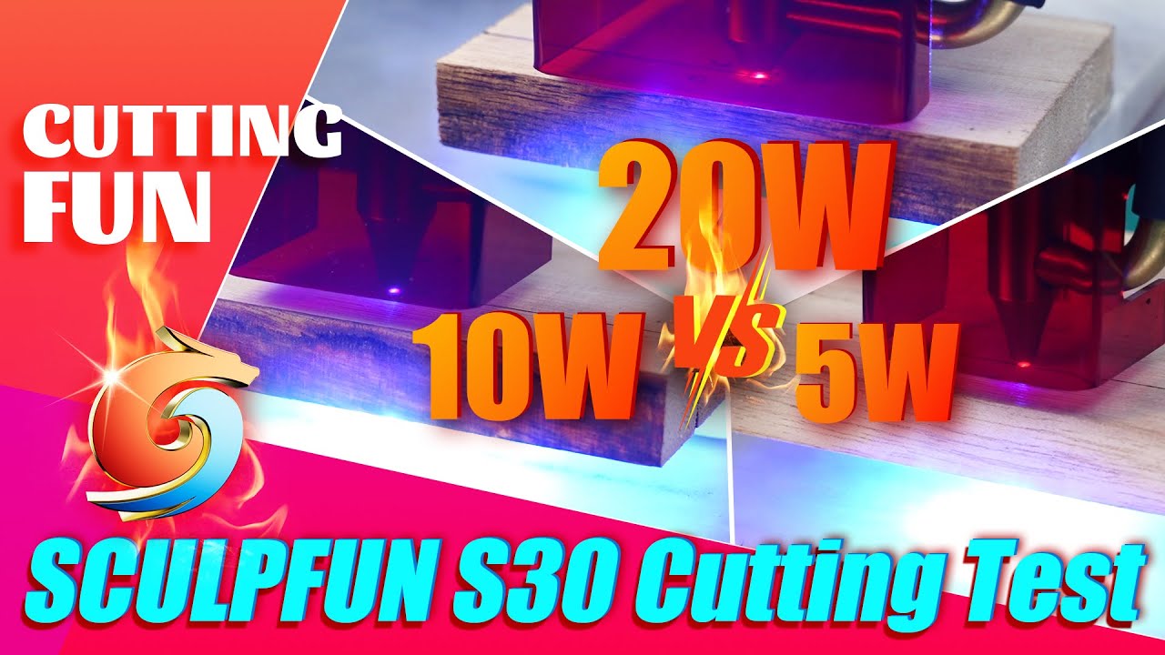 Faster！But How Much Faster? SUCLPFUN S30 5W 10W 20W Laser Cutting Efficiency Comparison Test