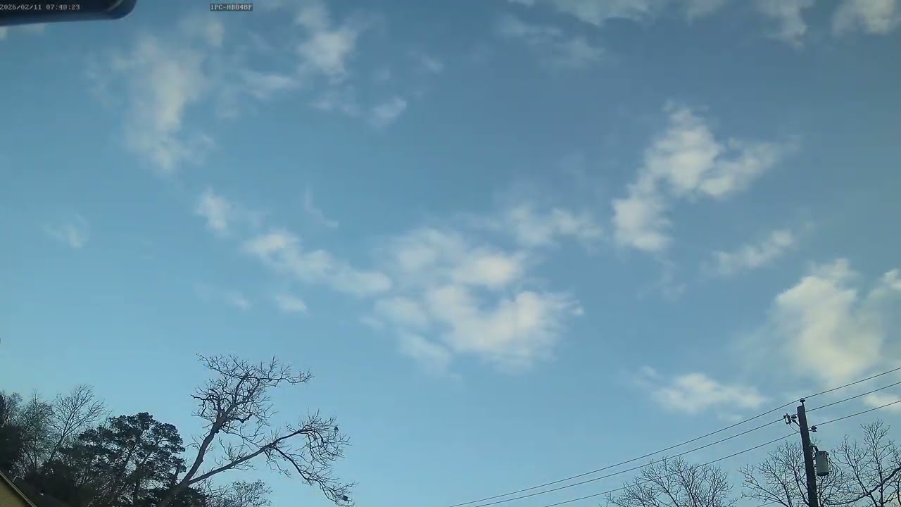 February 11th 2026 East Texas Sky timelapse video. (Nice cloud movement)