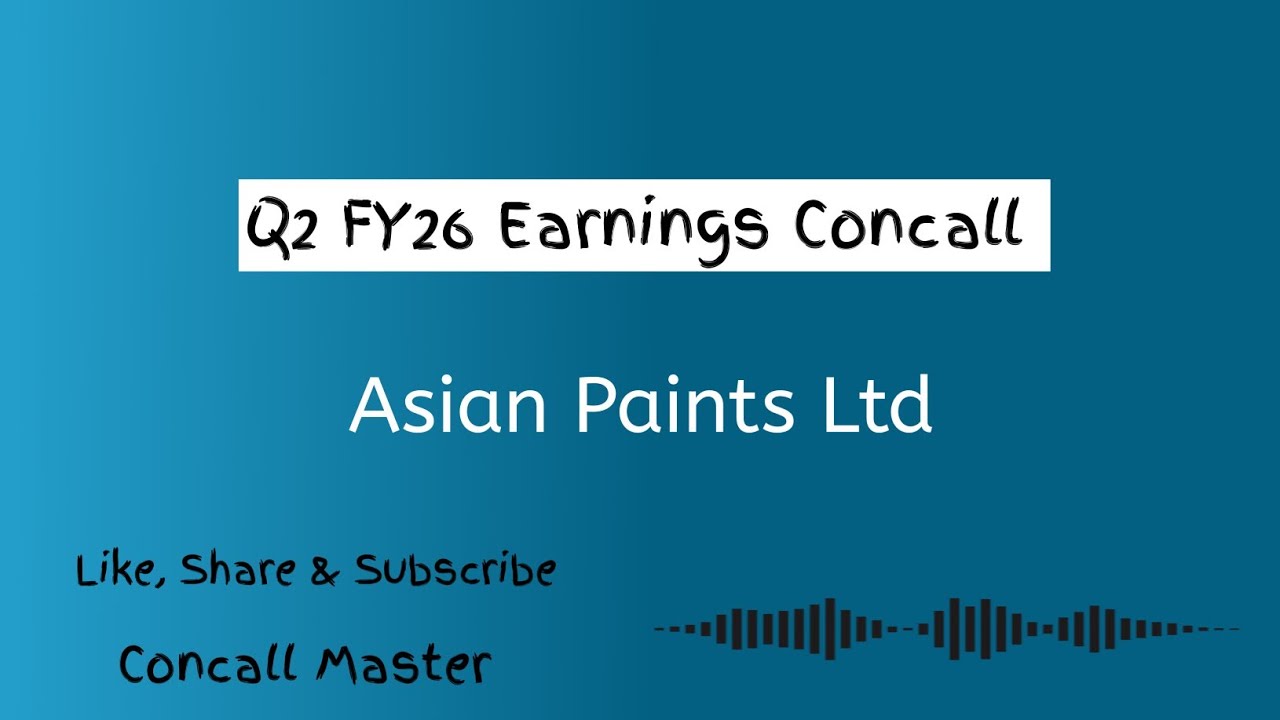 Asian Paints Q2 FY26 Earnings Concall | Asian Paints Earnings Conference Call 