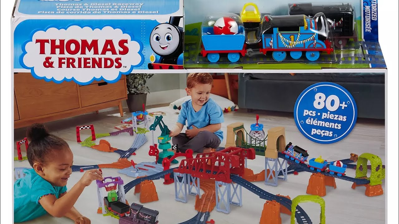 THOMAS AND FRIENDS | UNBOXING THOMAS AND DIESEL’S RACEWAY | 33ft+ | 80+ pieces | MULTIPLE BUILDS