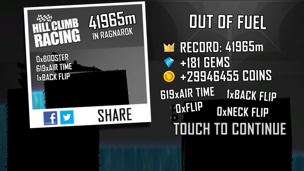 Hill climb racing : Dragster / Ragnarok / 41965 m