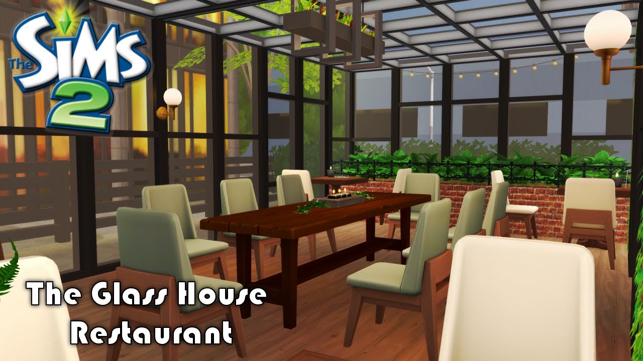 🌿 Trendy Glass Room Restaurant 🌆 | Sims 2 Community Lot Speed Build | TS2 Decorate With Me