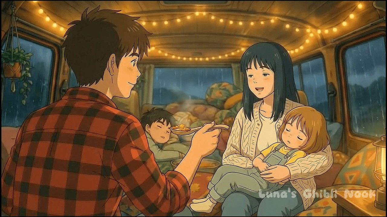 Rainy Day Forest Camping | Catch & Cook by the River | Ghibli Aesthetic Cozy Anime